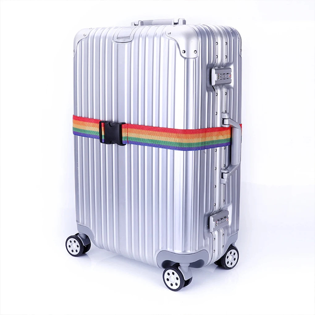 Secure Your Belongings: Adjustable Luggage Straps with Rainbow Colors