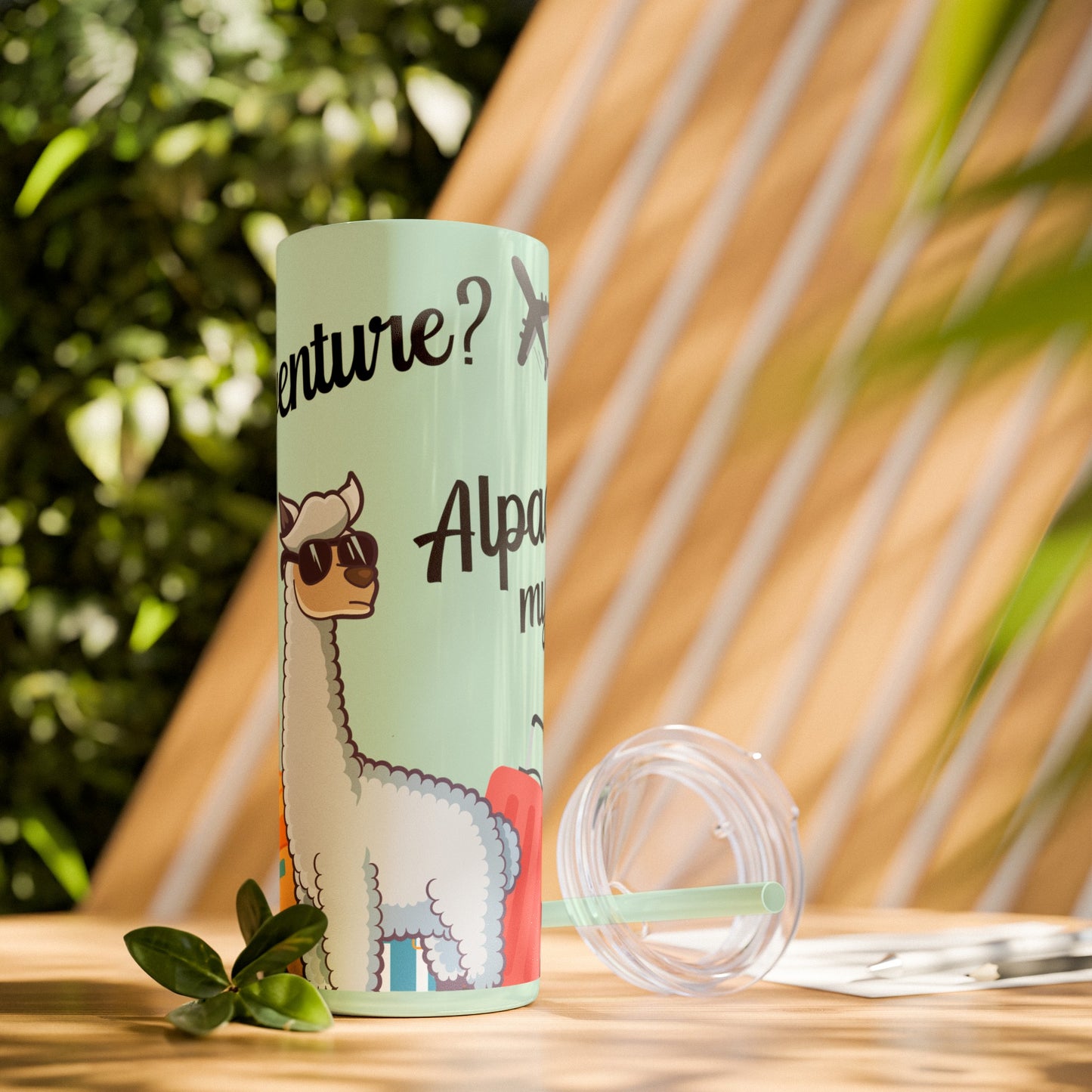 Adventure? Alpaca My Bags! Travel Tumbler with Fun Alpaca Design Skinny Tumbler with Straw, 20oz