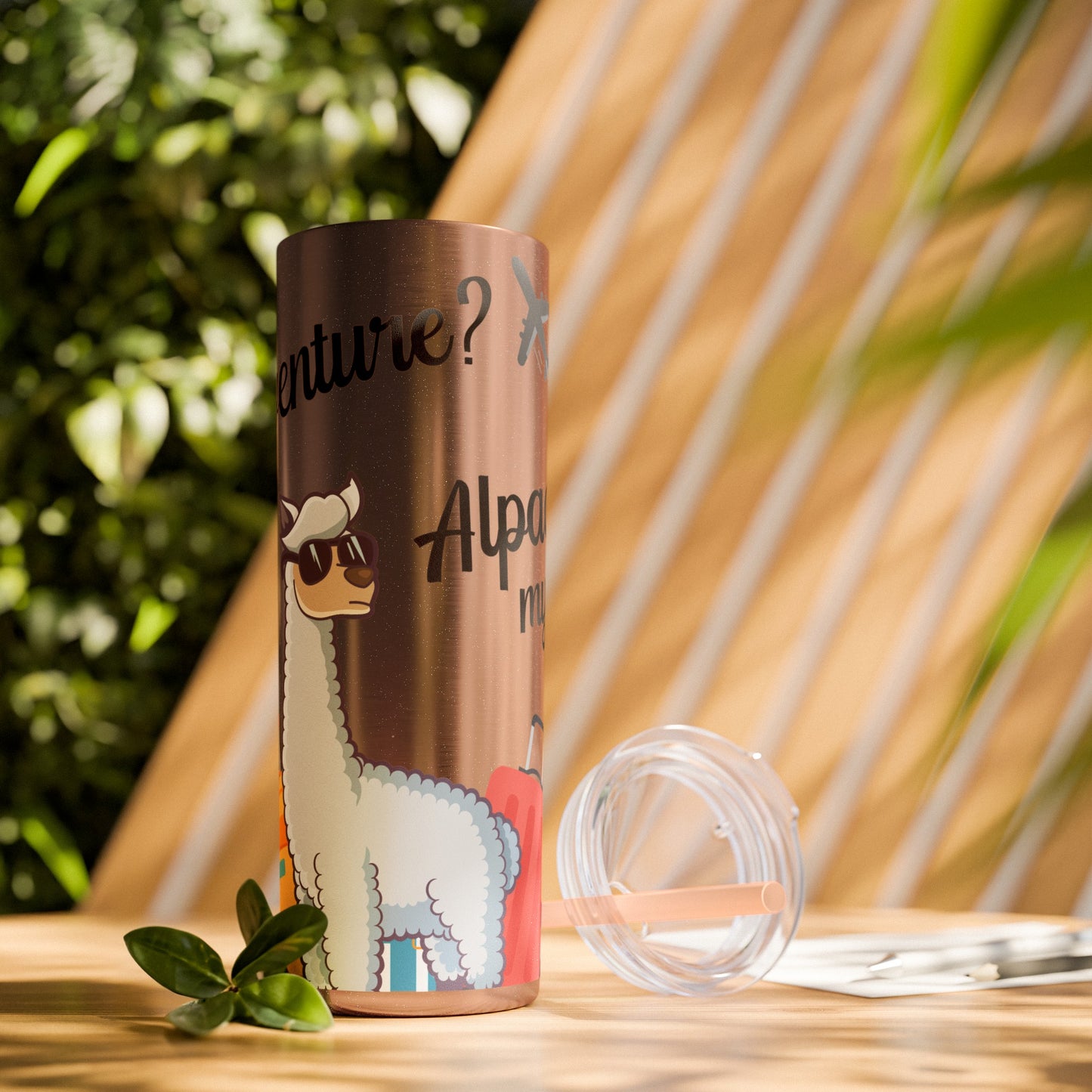 Adventure? Alpaca My Bags! Travel Tumbler with Fun Alpaca Design Skinny Tumbler with Straw, 20oz