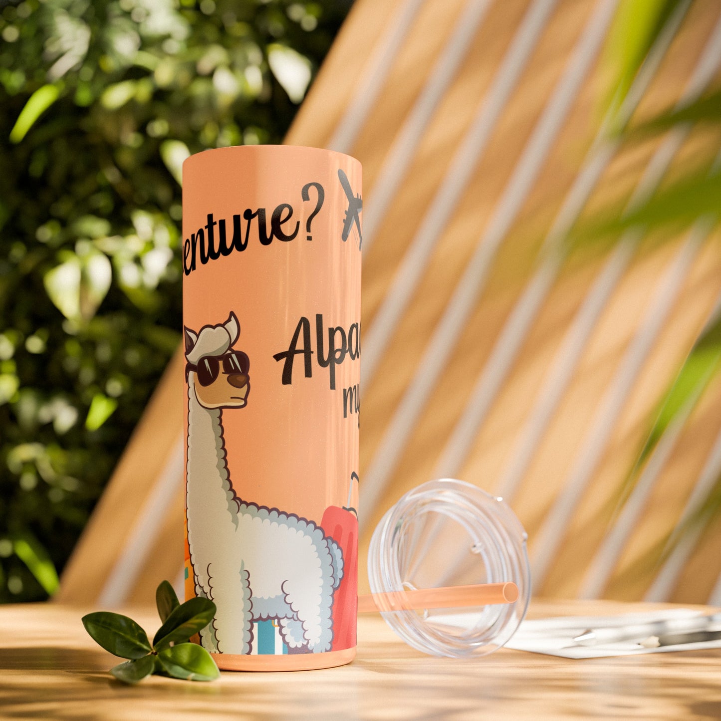 Adventure? Alpaca My Bags! Travel Tumbler with Fun Alpaca Design Skinny Tumbler with Straw, 20oz