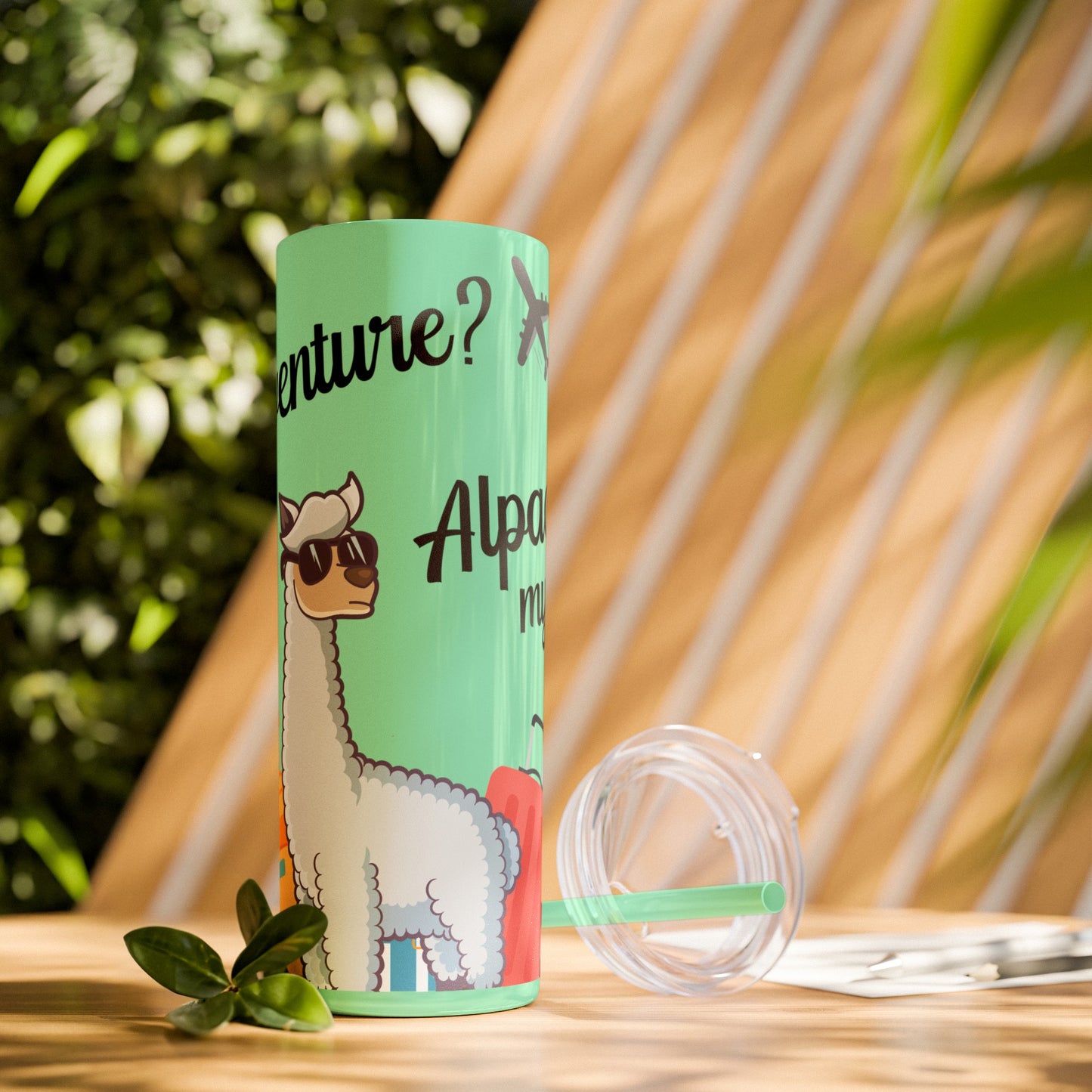 Adventure? Alpaca My Bags! Travel Tumbler with Fun Alpaca Design Skinny Tumbler with Straw, 20oz