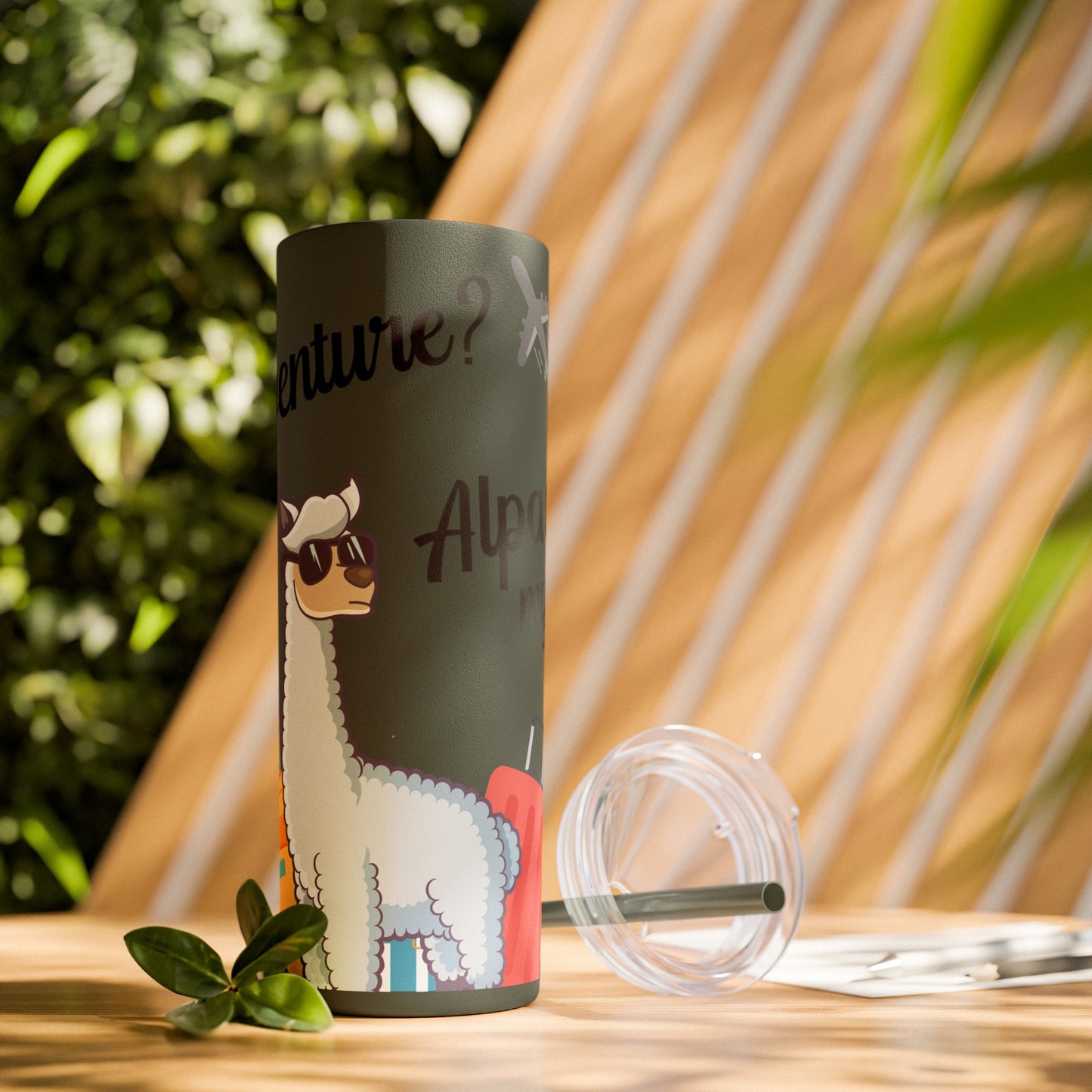 Adventure? Alpaca My Bags! Travel Tumbler with Fun Alpaca Design Skinny Tumbler with Straw, 20oz