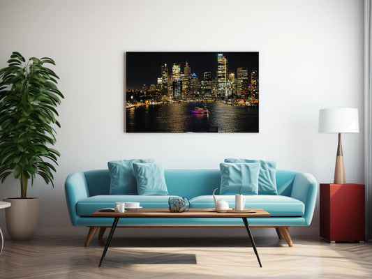 Sparkling City Lights: Australian Skyline Canvas Print for Travel Enthusiasts