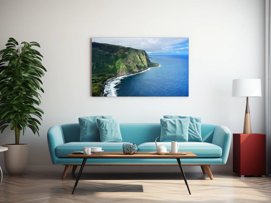 Island Paradise Captured: Eco-Canvas Print of Hawaiian Cliffs and Ocean