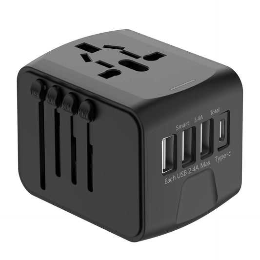 Universal Power on the Go: All-in-One Travel Adapter with Fast Charging 3 USB Ports