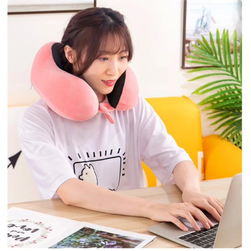 Ultimate Comfort On-the-Go: U-Shaped Memory Foam Travel Pillow for Pain Relief