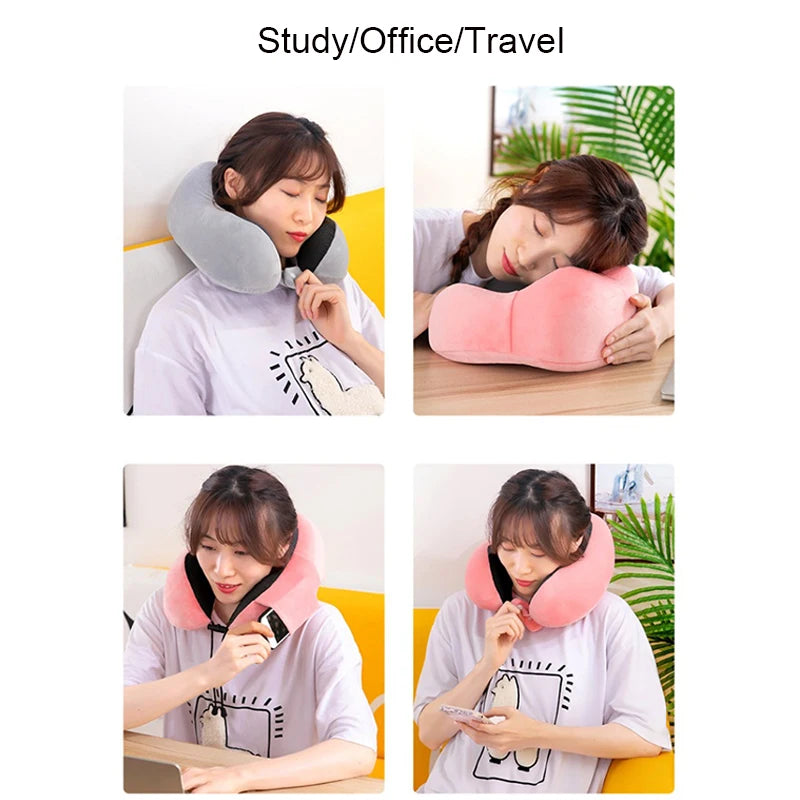 Ultimate Comfort On-the-Go: U-Shaped Memory Foam Travel Pillow for Pain Relief